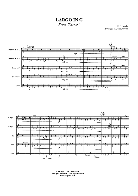Largo in G from "Xerxes" - Score