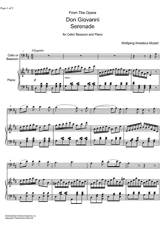 Serenade from Don Giovanni KV527 - Score