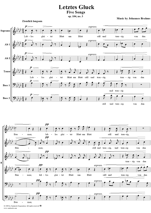 Five Songs, Op. 104, No. 3, Letztes Gluck