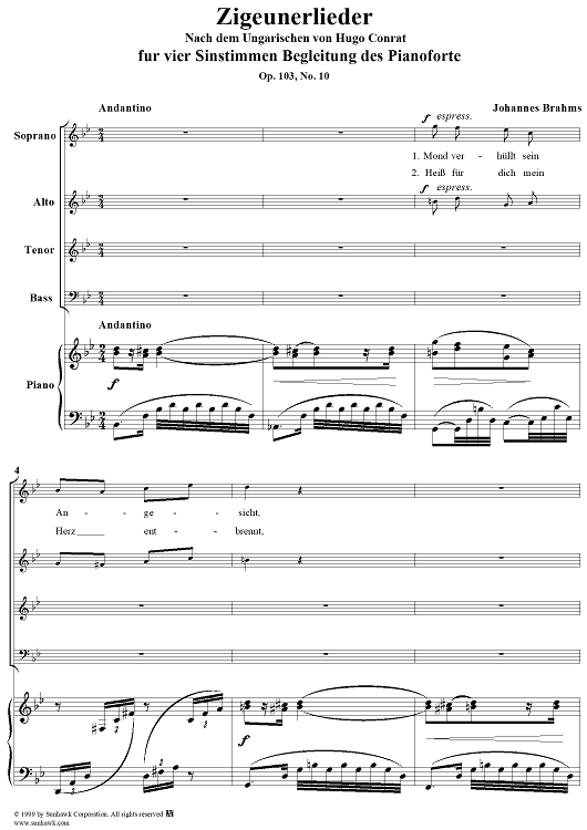 Mond verhüllt sein Angesicht - From "Zigeunerlieder" Op. 103, No. 10
