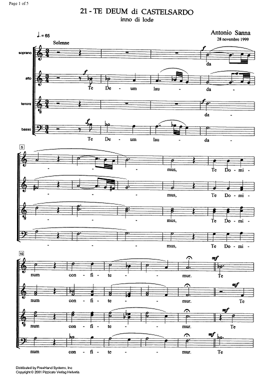 Te Deum di Castelsardo - Score