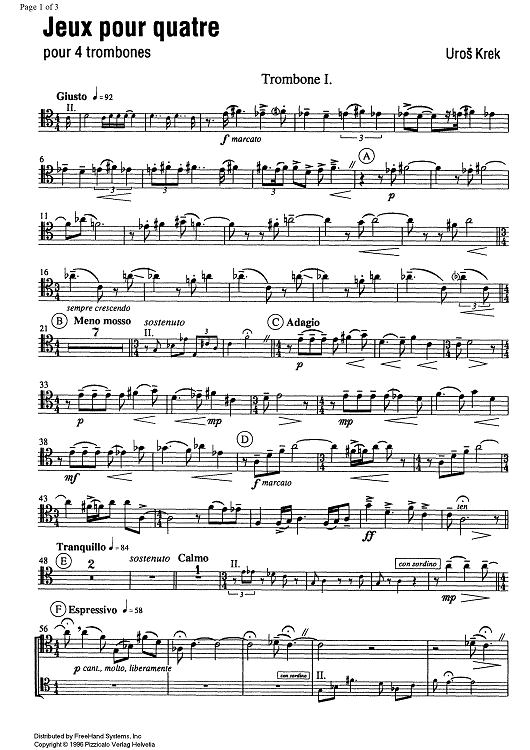 Jeux pour quatre - Trombone 1