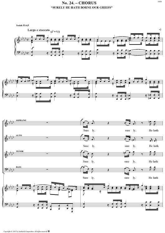 Messiah, no. 24: Surely He hath borne our griefs - Piano Score