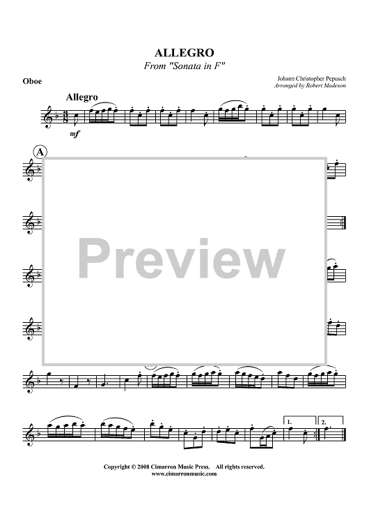 Sonata in F (Allegro) - Oboe