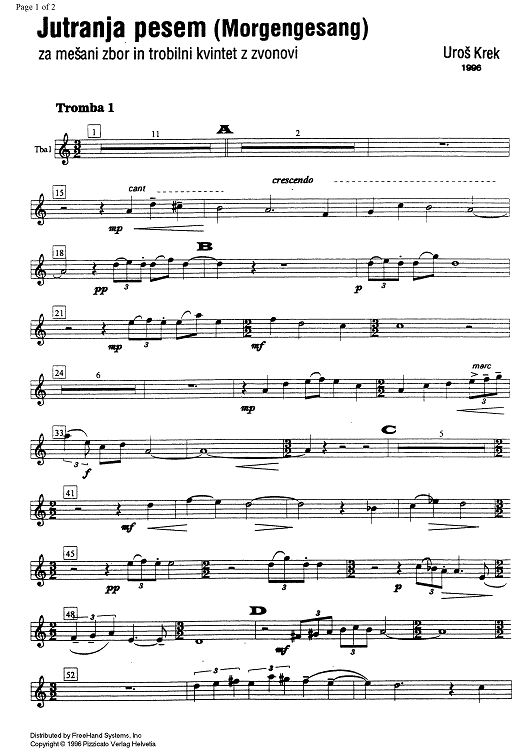 Jutranja pesem - Trumpet 1