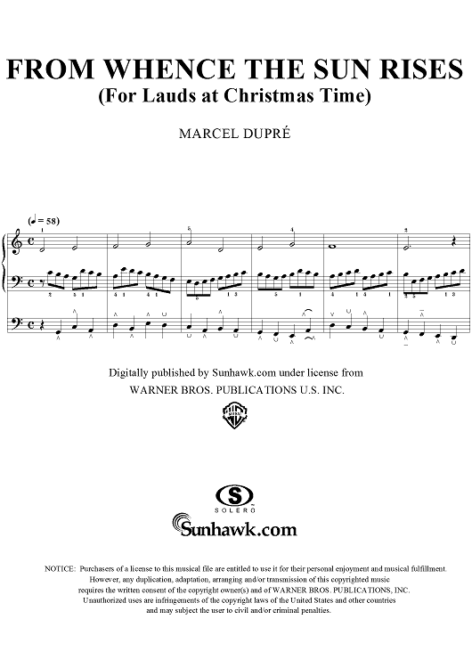 From Whence the Sun Rises, from Sixteen Chorales "Le Tombeau de Titelouze", Op. 38, No. 3