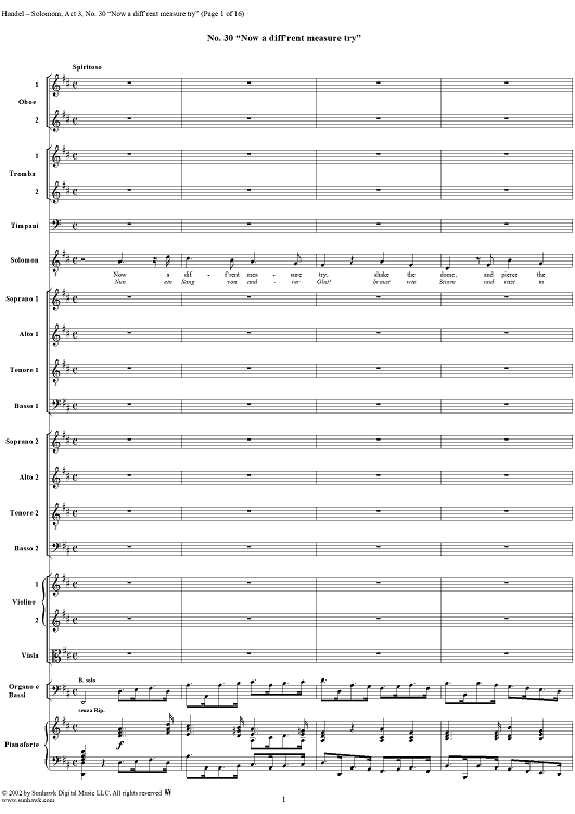 Now a diff'rent measure try, No. 30 from Oratorio "Solomon", Act 3 (HWV67)