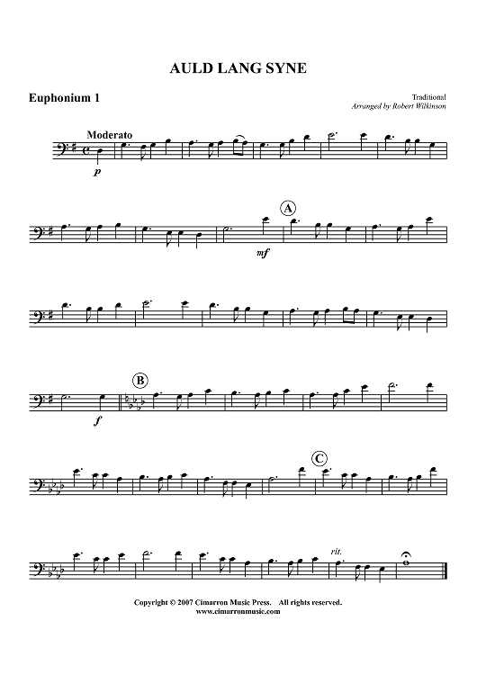 Auld Lang Syne - Euphonium 1 BC/TC
