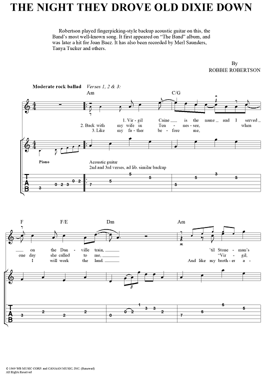 The Night They Drove Old Dixie Down