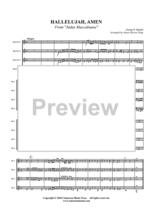 Hallelujah, Amen - From "Judas Maccabaeus" - Score