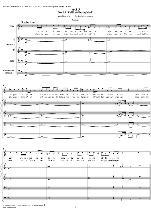 Idomeneo, rè di Creta, Act 3, No. 19 "Zeffiretti lusinghieri" - Full Score