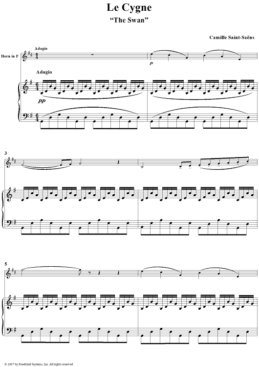 The Swan - Piano Score