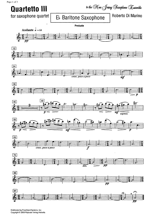 Quartetto III - Baritone Saxophone