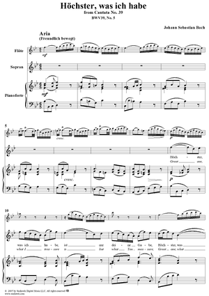 "Höchster, was ich habe", Aria, No. 5 from Cantata No. 39: "Brich dem Hungrigen dein Brot" - Piano Score