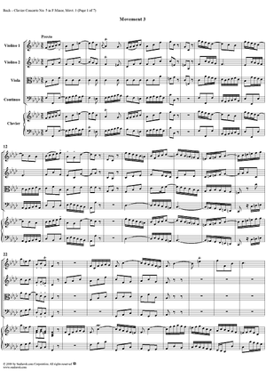 Clavier Concerto No. 5 in F Minor, Movement 3 - Score