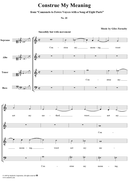 Construe My Meaning - From "Canzonets to Fowre Voyces with a Song of Eight Parts"