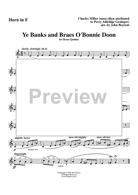 Ye Banks and Braes O'Bonnie Doon - Horn in F