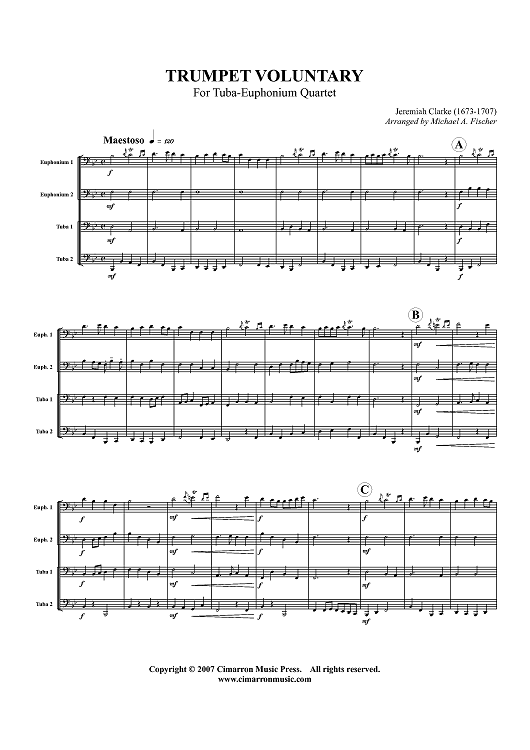 Trumpet Voluntary - For Tuba-Euphonium Quartet - Score