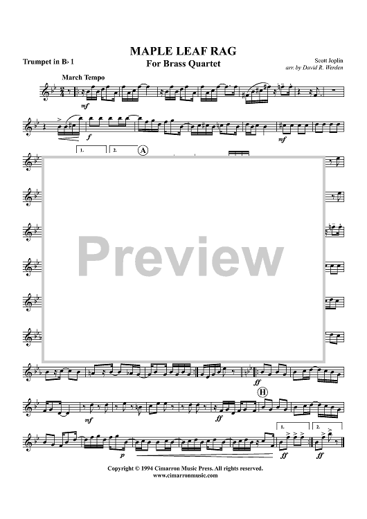 Maple Leaf Rag - Trumpet 1