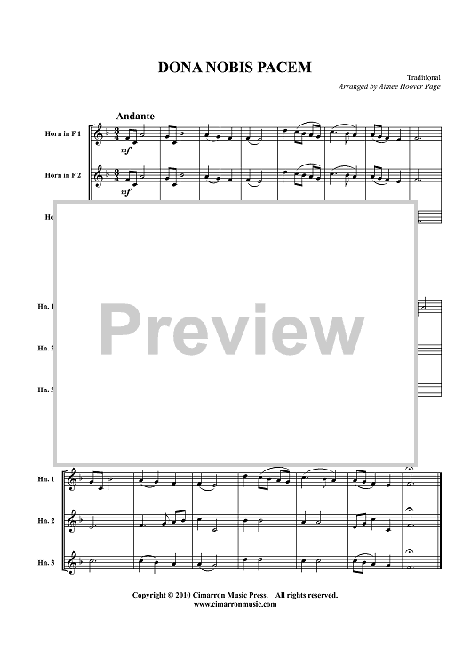 Dona Nobis Pacem - Score