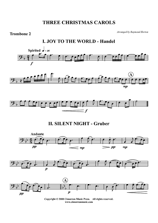 Three Christmas Carols - Trombone 2