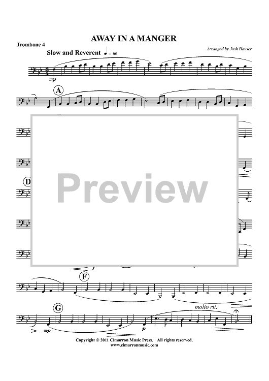 Away in a Manger - Trombone 4