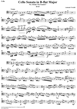 Cello Sonata No. 4 in B-flat Major, RV45 - Cello