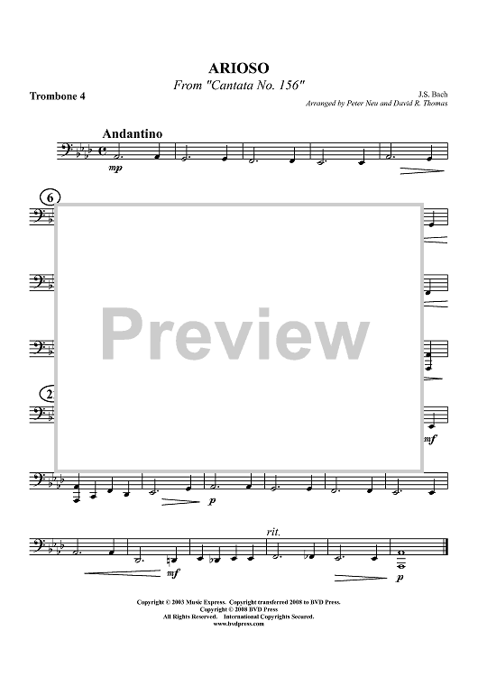 Arioso From "Cantata No. 156" - Trombone 4