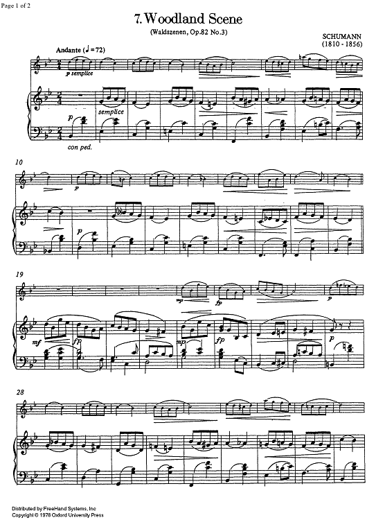 Woodland Scene (Waldeszenen Op.82 No. 3) - Score
