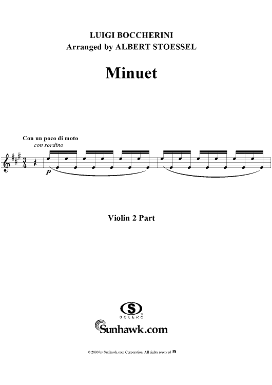 The Celebrated Minuet - Violin 2