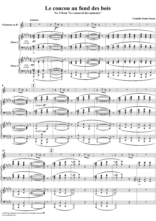Le carnaval des animaux, No. 9: Cuckoo in the Hearts of the Woods - Score