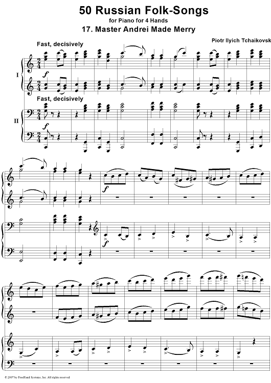 50 Russian Folk-Songs. No. 17. Master Andrei Made Merry