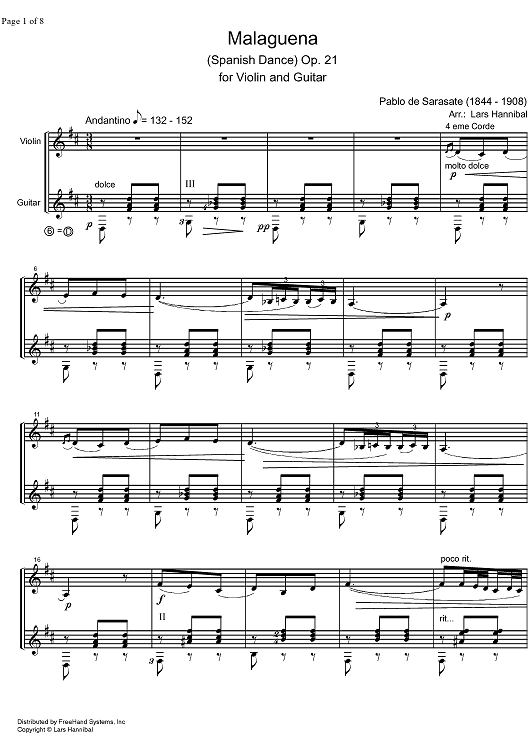 Malaguena Op.21 - Score