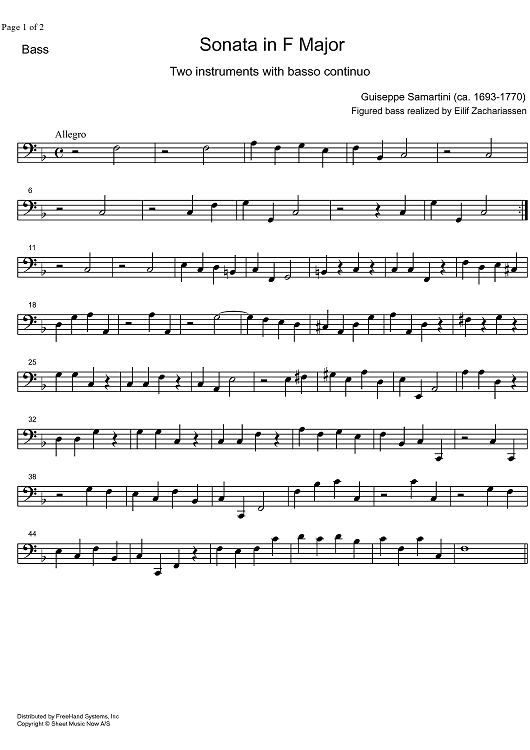 Sonata F Major - Bass