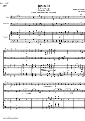 Piano Trio No. 2 Eb Major D929 - Score