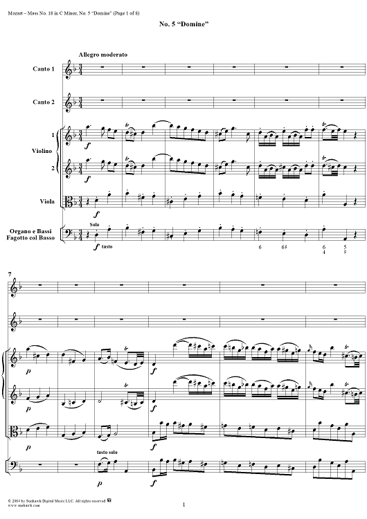 Mass No. 18 in C Minor, No. 5: Domine - Full Score