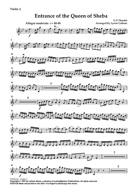 Entrance of the Queen of Sheba - Violin 2