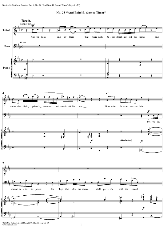 St. Matthew Passion: Part I, No. 28, "And Behold, One of Them"