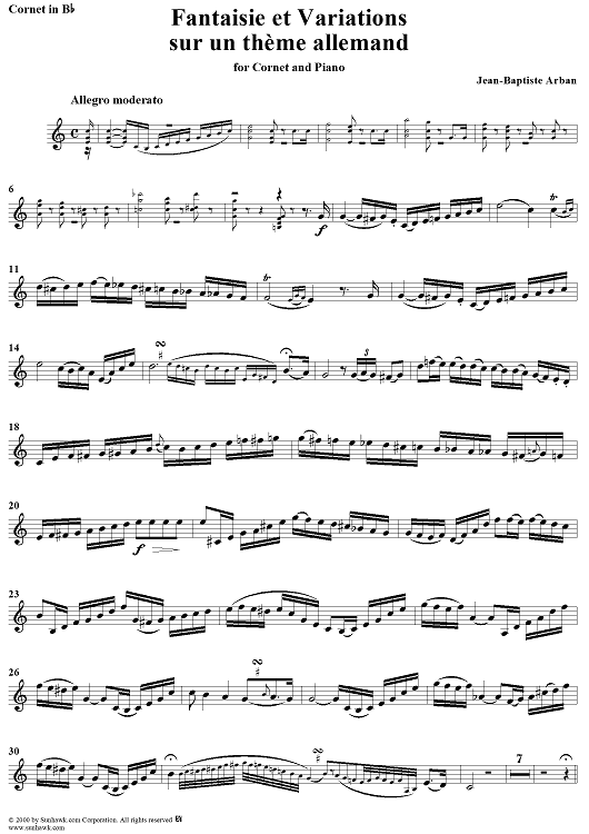 Fantaisie et Variations sur un thème allemand - Cornet