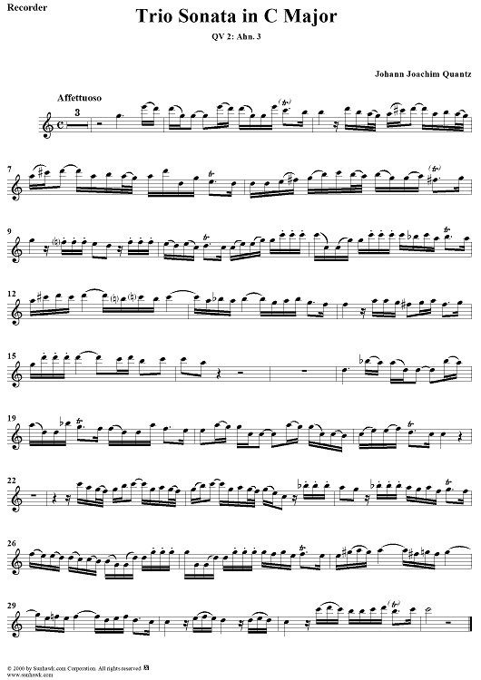 Trio Sonata in C Major QV 2: Ahn. 3 - Recorder