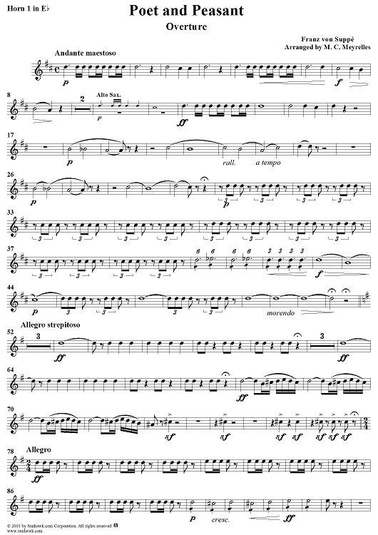 Poet and Peasant: Overture - E-flat Horn 1