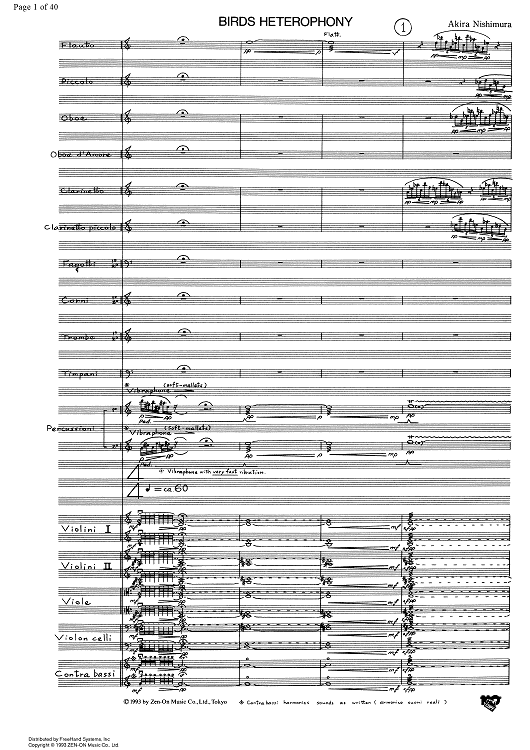 Birds Heterophony - Full Score