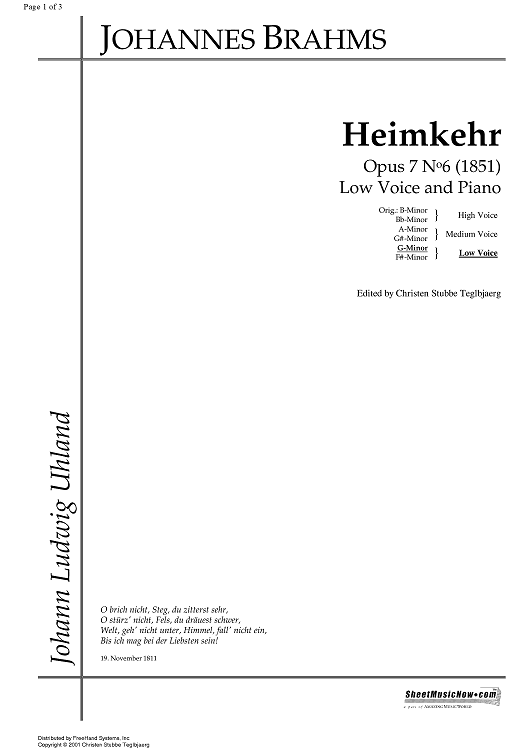 Heimkehr Op. 7 No. 6