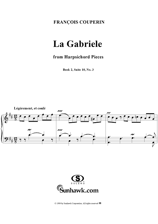 Harpsichord Pieces, Book 2, Suite 10, No.3:  La Gabriele