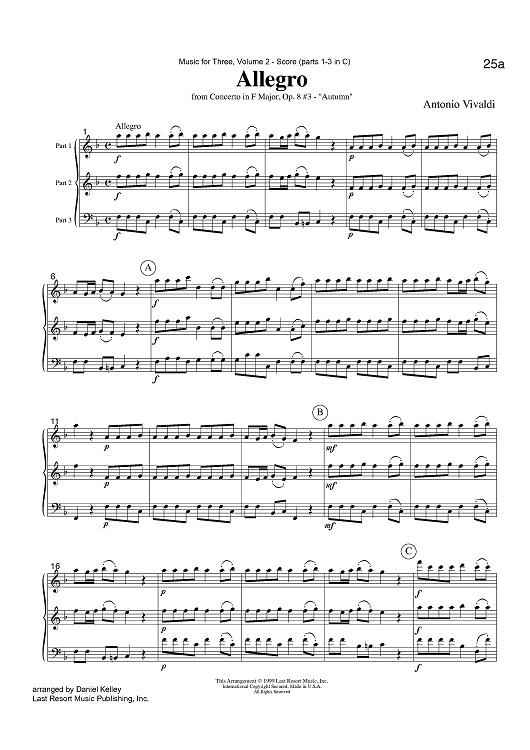 Allegro - from Concerto in F Major, Op. 8 #3 - "Autumn" - Score