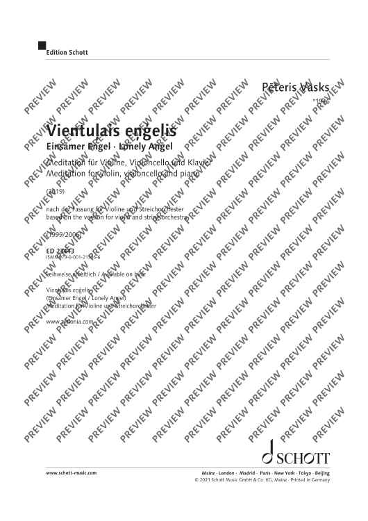 Vientulais engelis - Score and Parts