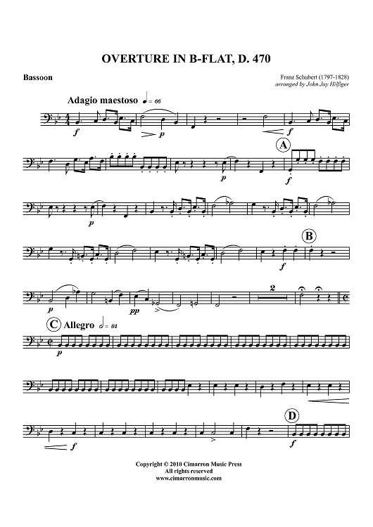 Overture in B-flat, D. 470 - Bassoon
