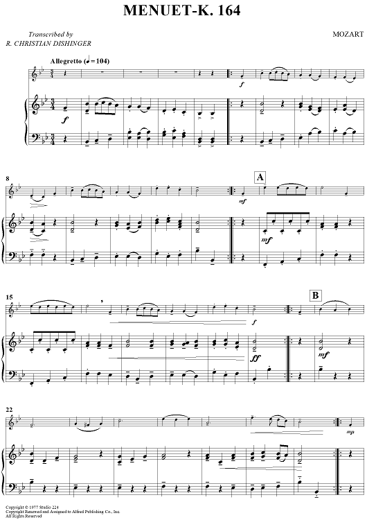 Menuet - K. 164