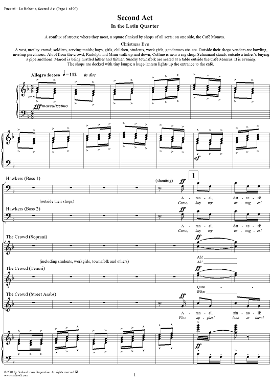 Bohème, Second Act, In the Latin quartet