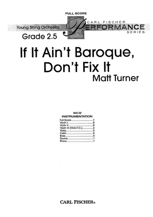 If It Ain't Baroque, Don't Fix It - Score Cover